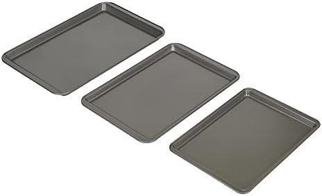 31-ntAMc2BS._AC_.jpg GoodCook Nonstick Steel 3-Piece Cookie Sheet Set, Gray, Small, Medium, Large - Image 1