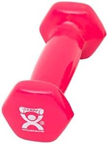 CanDo Color-Coded Vinyl Coated Iron Dumbbell, Pink, 1 Pound
