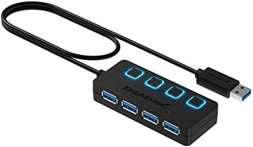 Sabrent 4-Port USB Hub, USB 3.0 Fast Data Hub with Individual LED Power