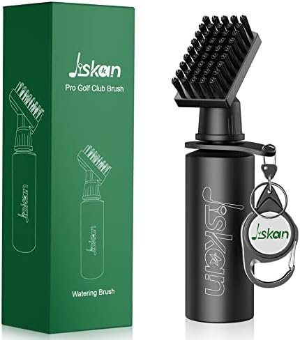 Jiskan Pro Golf Club Brush Cleaner with Retainer Clip and Squeeze Water Bottle