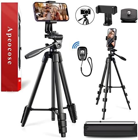 Apeocose 55" Tripod for iPhone with Quick-Release Plate, Lightweight Cell Phone