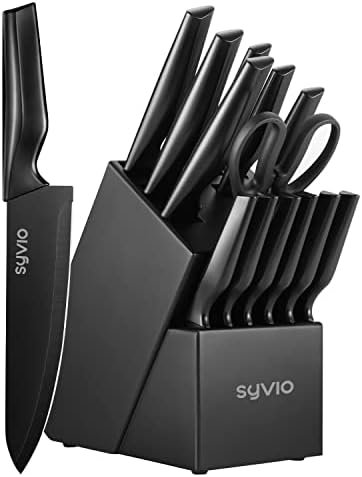 Knife Set, syvio 14 Pieces Kitchen Knife Set with Block, Knife Block Set