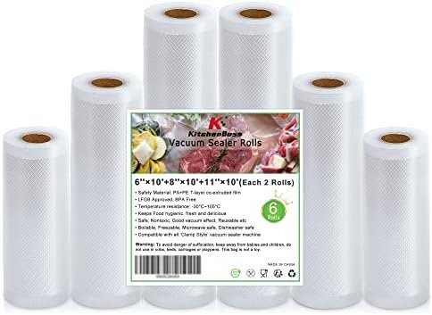 Food Vacuum Sealer Bag Rolls: KitchenBoss 6 Rolls Food Saver Bags