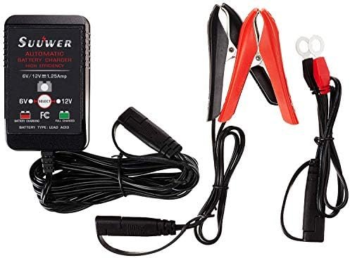 Suuwer 1.25-Amp Trickle Battery Charger 6V/12V Fully-Automatic Smart Battery