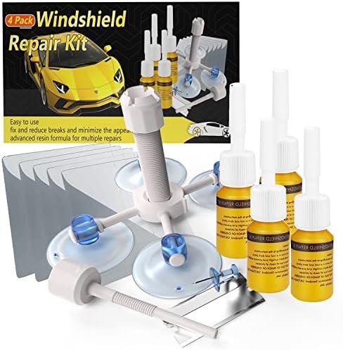 UNIIOON Windshield Crack Repair Kit, Glass Repair Fluid 4 Pcs Car Glass Repair