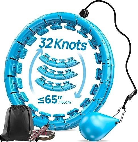 APzek Weighted Exercise Hoop Plus Size, 32 Detachable Knots for Adults