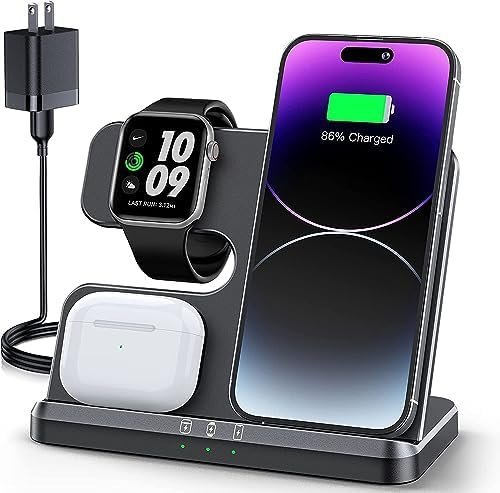 JARGOU 3 in 1 Charging Station for Apple Wireless Charger for iPhone 15 14 13 12