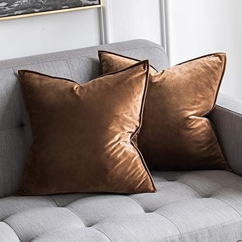 51eIUSiN4L._AC_.jpg MIULEE Pack of 2 Decorative Velvet Throw Pillow Cover Soft Chocolate Pillow - Image 1