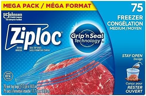 Ziploc Medium Food Storage Freezer Bags, Grip 'n Seal Technology for Easier Grip