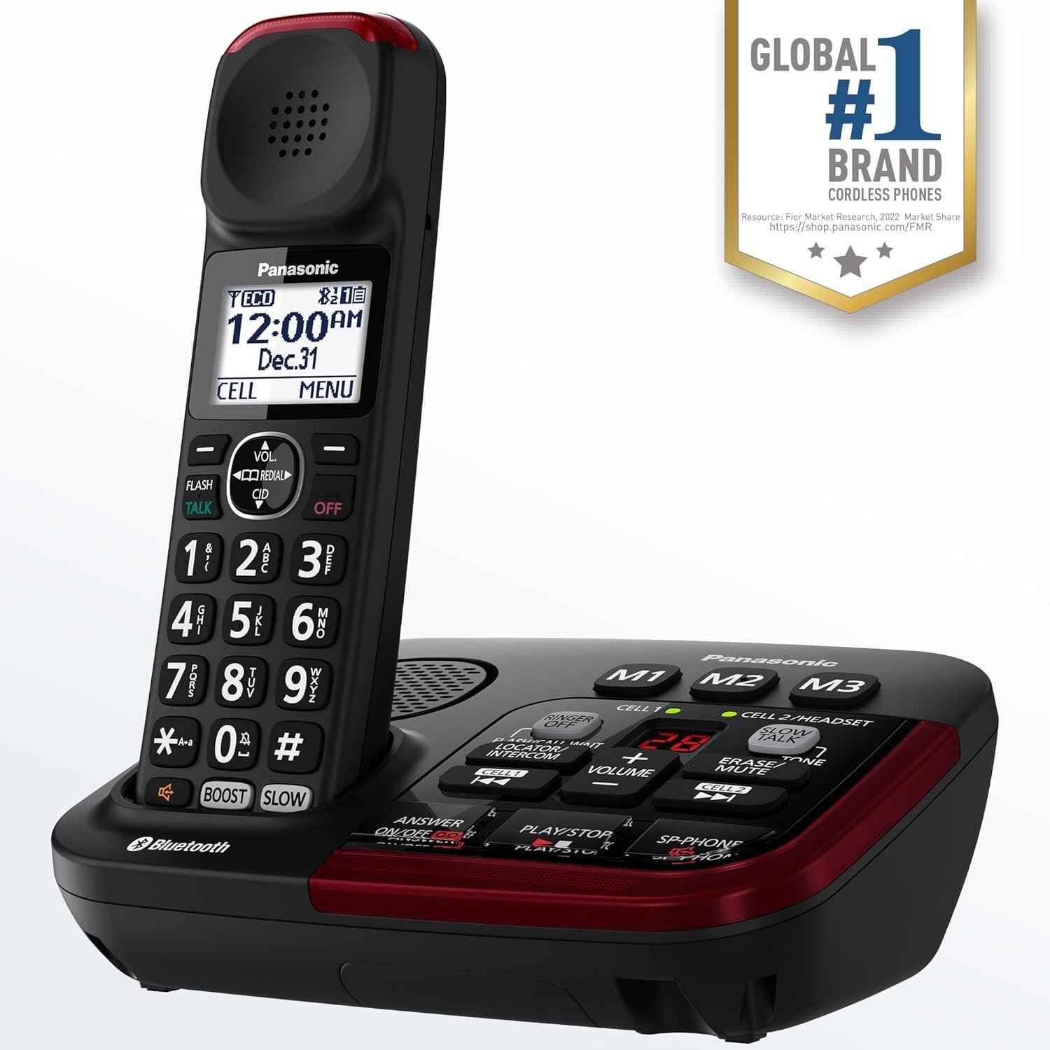 77cQ91oTL._AC_SL1500_.jpg Panasonic Amplified Cordless Phone, KX-TGM430B - 1 Handset (Black) - Image 1
