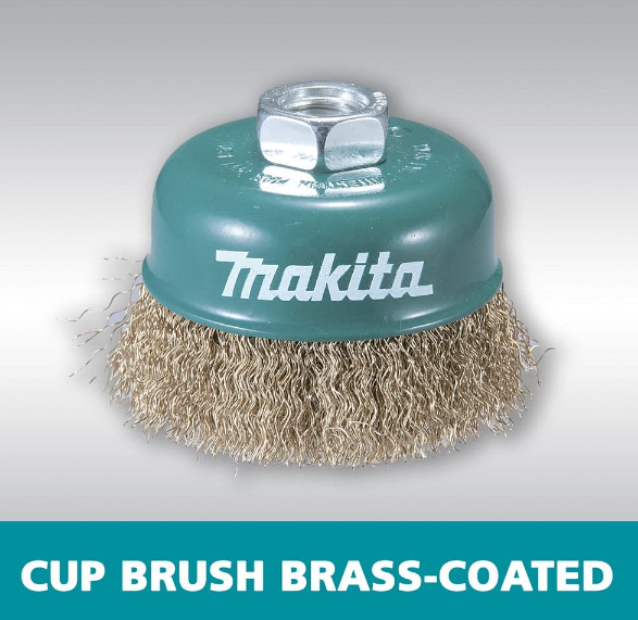 Makita D-55354 75mm x M14 Brass Coated Crimped Cup Wire Wheel Brush