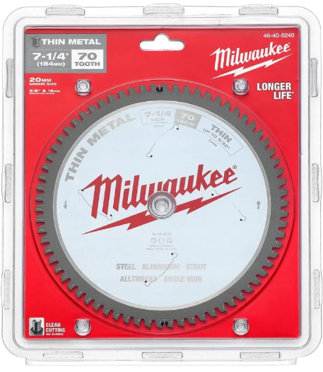 Milwaukee 48408240 184mm (7 1-4") 70T Thin Metal Circular Saw Blade